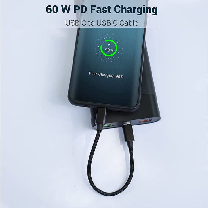 Korte USB-C Kabel - 60W - Super Fast Charge - 3 Pack - Geschikt voor Samsung, OnePlus, Xiaomi, HTC, Oppo en Huawei