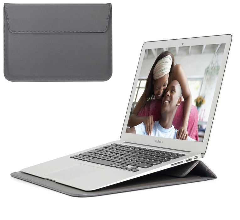 Laptoptas 11 Inch - Vegan Leer - Laptoptas met Standaard en Opbergvak - Laptopstandaard en Sleeve voor Laptops van 11 tot 12 inch voor o.a Microsoft Surface Laptop Go/Pro/Chromebook