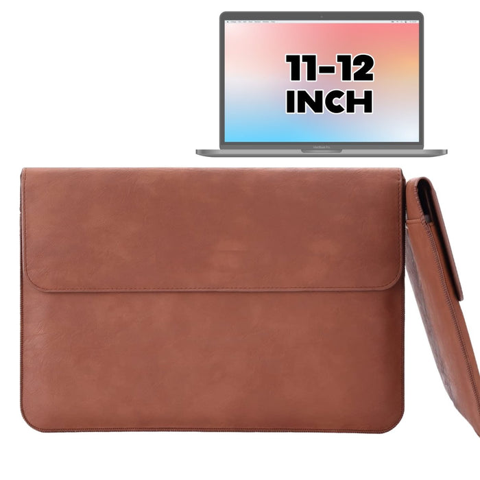 Laptoptas 11 Inch - Vegan Leer - Laptoptas met Standaard en Opbergvak - Laptopstandaard en Sleeve voor Laptops van 11 tot 12 inch voor o.a Microsoft Surface Laptop Go/Pro/Chromebook