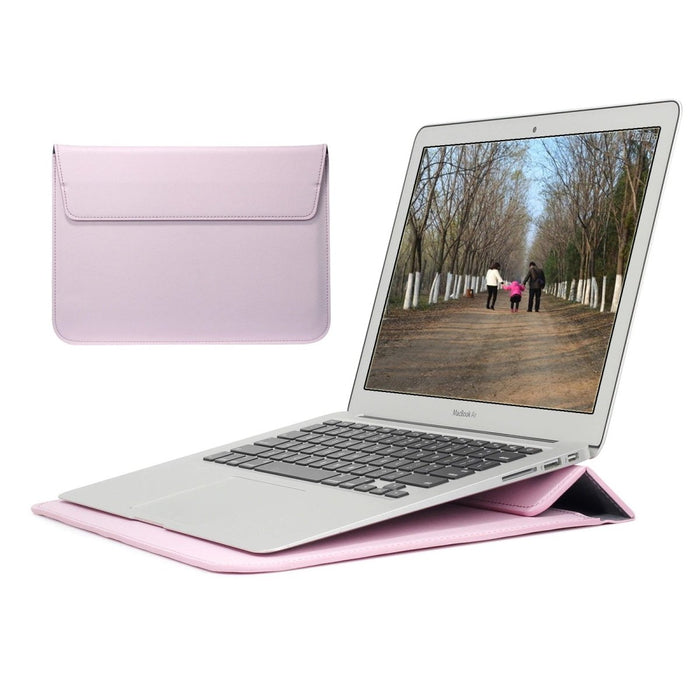 Laptoptas 12 inch - Vegan Leer - Laptoptas met Standaard en Opbergvak - Laptopstandaard en Sleeve voor Laptops van 12 tot 12.6 inch voor o.a Microsoft Surface Laptop Go/Pro/Chromebook