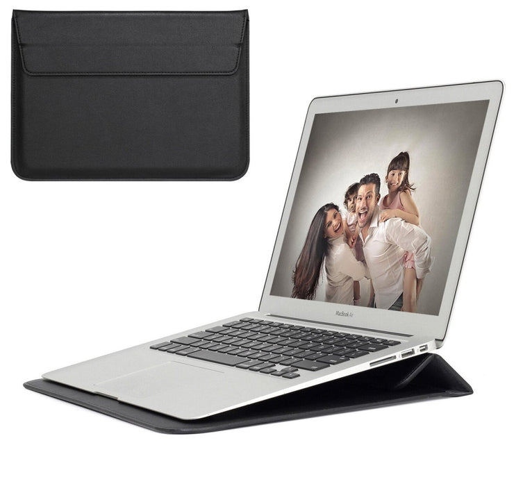 Laptoptas 12 inch - Vegan Leer - Laptoptas met Standaard en Opbergvak - Laptopstandaard en Sleeve voor Laptops van 12 tot 12.6 inch voor o.a Microsoft Surface Laptop Go/Pro/Chromebook