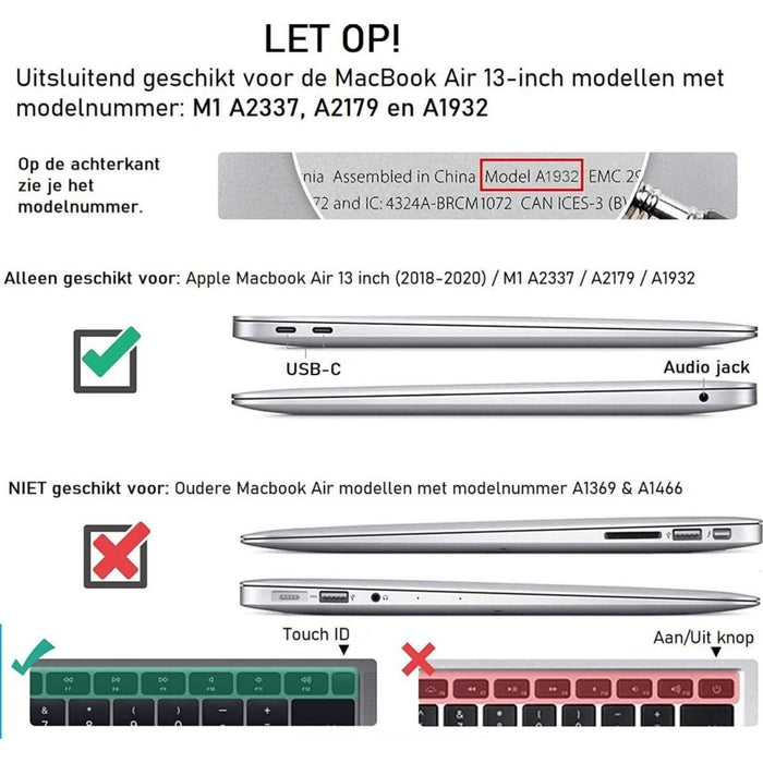 MacBook Air 13 inch (2020) A1932 - Transparante Bescherming