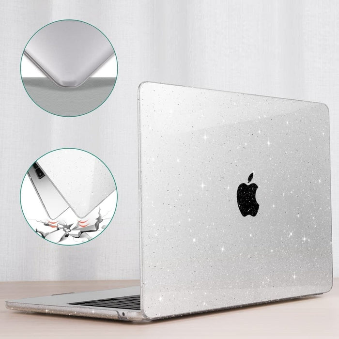 Macbook Air 2022 Hoesje - 13.6 inch - Glitter Transparant - Doorzichtig MacBook Air (M2 Chip) Case - Cover geschikt voor Apple MacBook Air (A2681)