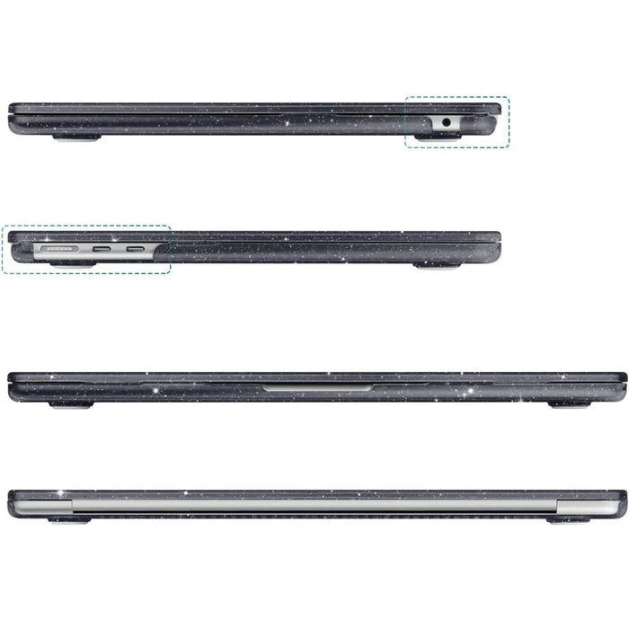 Macbook Air 2022 Hoesje - 13.6 inch - Glitter Zwart - MacBook Air (M2 Chip) Case - Cover geschikt voor Apple MacBook Air (A2681)