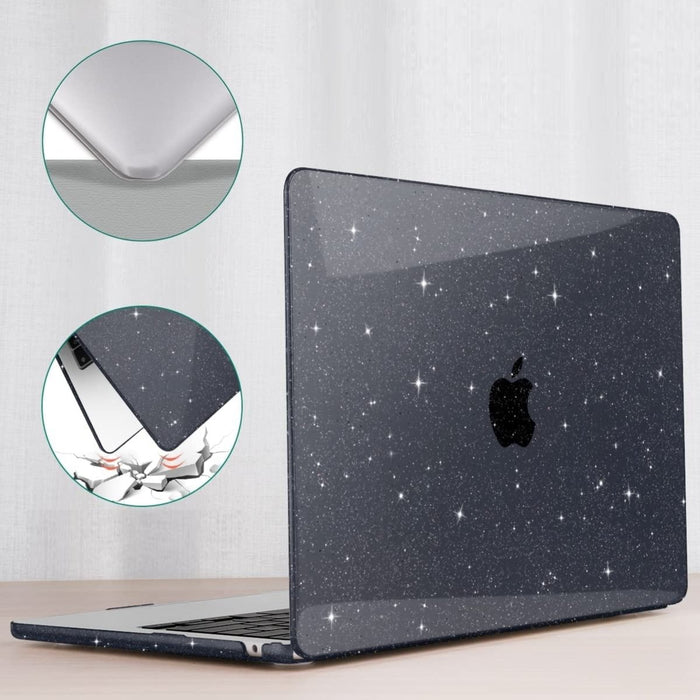 Macbook Air 2022 Hoesje - 13.6 inch - Glitter Zwart - MacBook Air (M2 Chip) Case - Cover geschikt voor Apple MacBook Air (A2681)