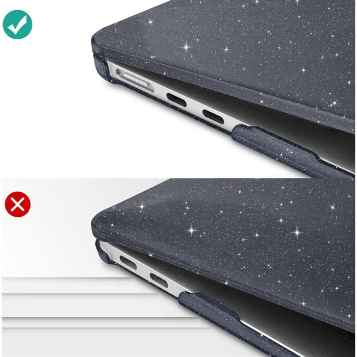 Macbook Air 2022 Hoesje - 13.6 inch - Glitter Zwart - MacBook Air (M2 Chip) Case - Cover geschikt voor Apple MacBook Air (A2681)