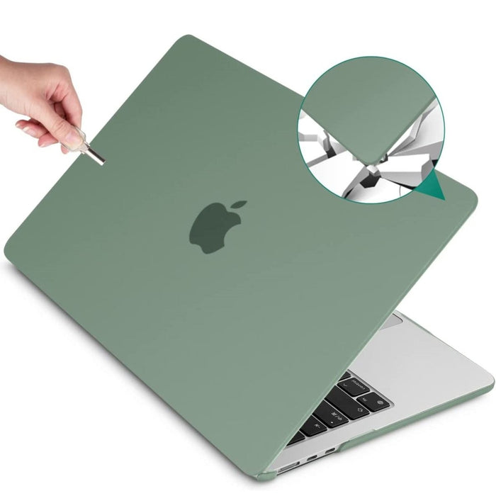 Macbook Air 2022 Hoesje - 13.6 inch - Matte Middernacht Groen - MacBook Air (M2 Chip) Case - Cover geschikt voor Apple MacBook Air (A2681)