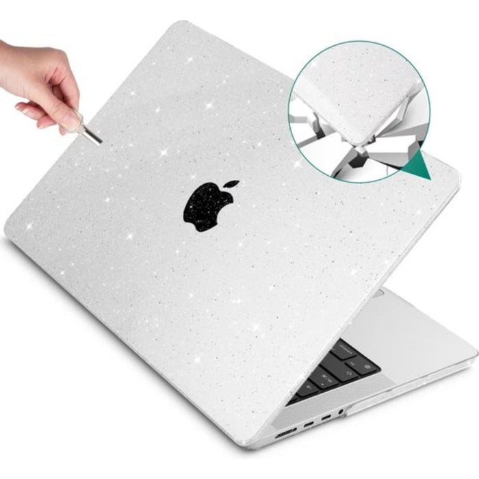 Macbook Pro 14 inch Case - Macbook Pro 14 inch Cover - Macbook Pro M1 (14-inch) A2442 Hardcover Hardcase - Transparant Glitter - MacBook Hardcase - Phreeze