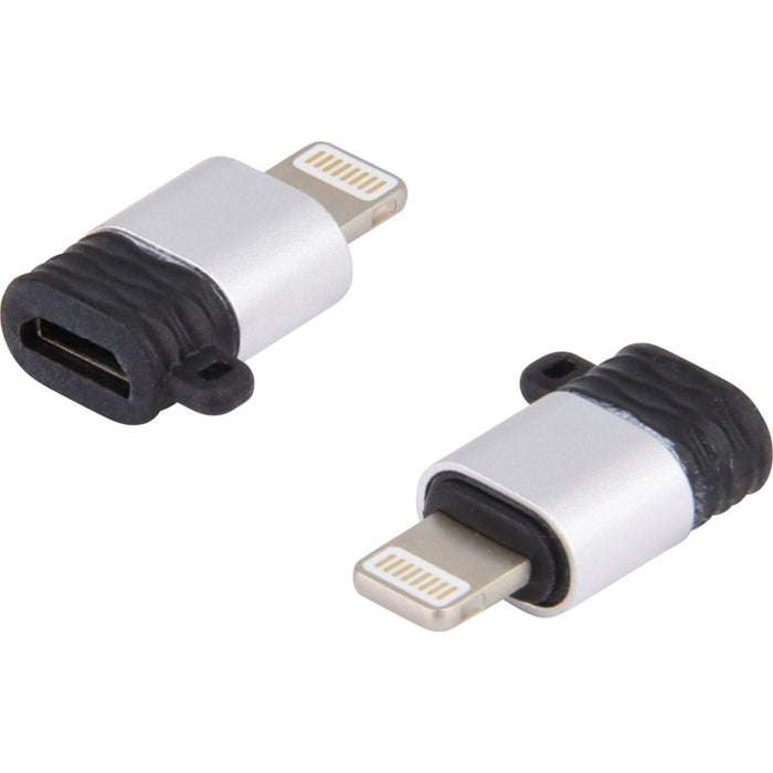 Micro-USB naar Lightning Adapter - Aluminium Design - Micro USB B (Female) naar Apple Lightning (Male) Phreeze™ Converter - Ondersteunt 2.4A snelladen en 480 Mbps data overdracht - Met Sleutelhanger - Zilver