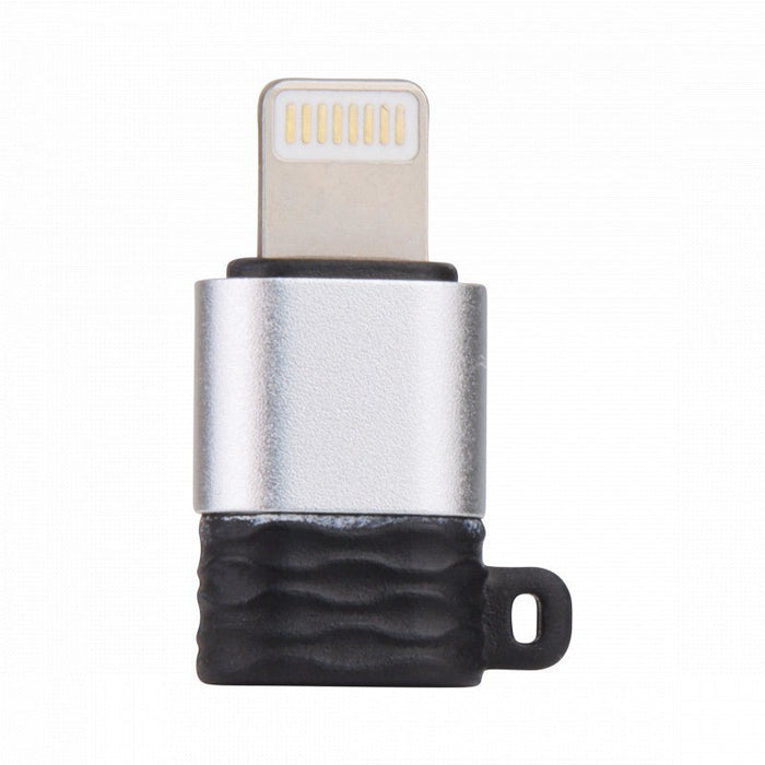 Micro-USB naar Lightning Adapter - Aluminium Design - Micro USB B (Female) naar Apple Lightning (Male) Phreeze™ Converter - Ondersteunt 2.4A snelladen en 480 Mbps data overdracht - Met Sleutelhanger - Zilver