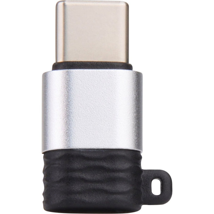 Micro-USB naar USB-C Adapter - Aluminium Design  - Micro USB B (Female) naar USB C (Male) Phreeze™ Converter - Ondersteunt 2.4A snelladen en 480 Mbps data overdracht - Met Sleutelhanger - Zilver