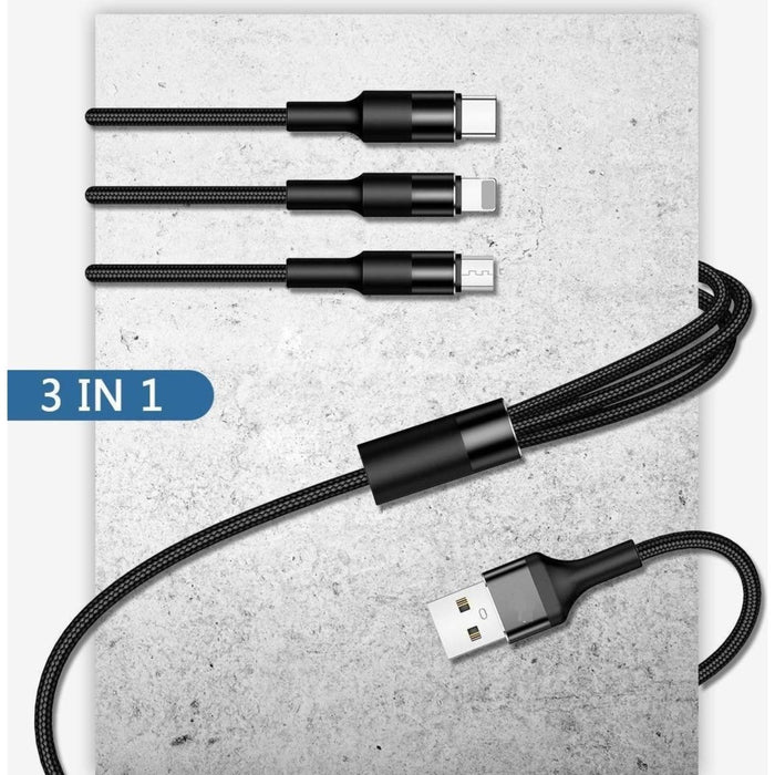 Oplaadkabel iPhone / Samsung - USB-C - Lightning - Micro USB - 3 in 1 - Snellaadkabel - Oplader kabel - Micro- Geschikt voor Samsung / iPhone / Huawei / Sony / LG