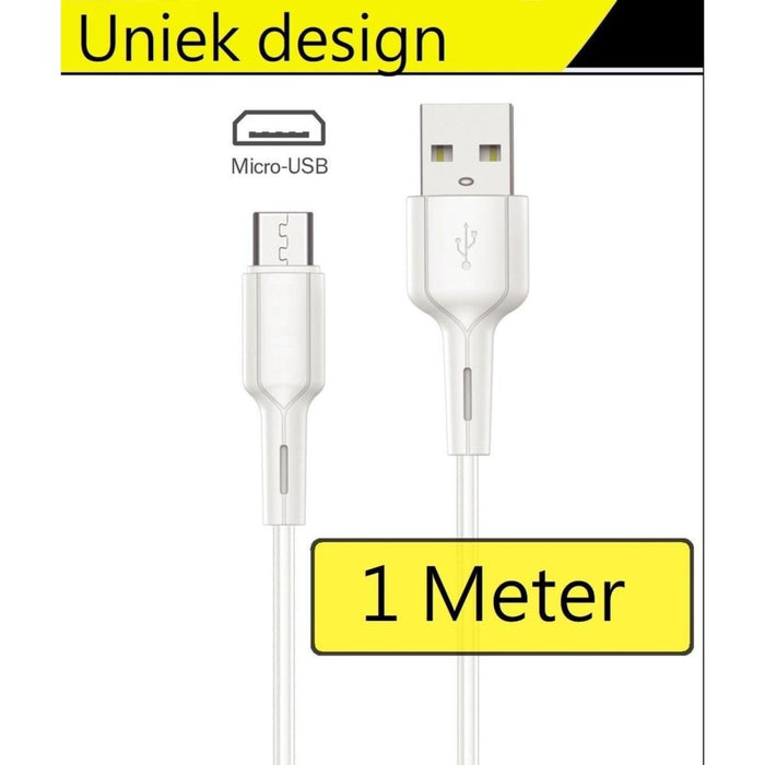 Oplaadstekker met Micro-USB Kabel | 1 Meter | USB Power Oplader voor Samsung / Xiaomi / OPPO / Huawei / LG / Sony / HTC | Lader met Micro USB Kabel