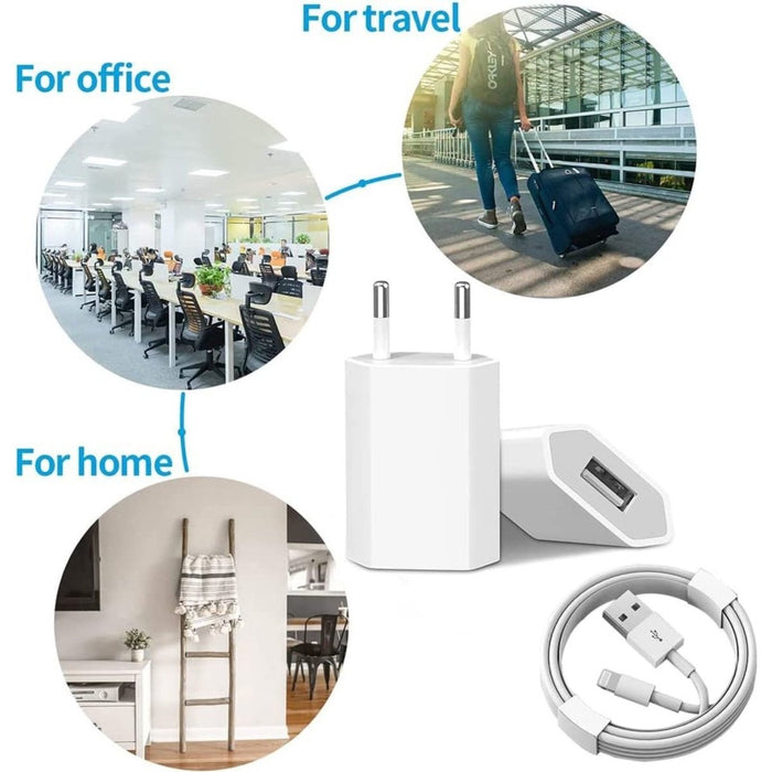 Oplader iPhone - Inclusief USB naar Apple Lightning Kabel - Wit - 2x Oplaadsetje