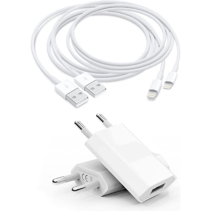 Oplader iPhone - Inclusief USB naar Apple Lightning Kabel - Wit - 2x Oplaadsetje
