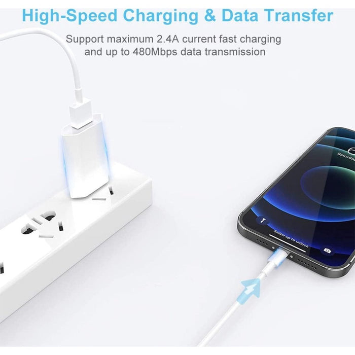 Oplader iPhone - Inclusief USB naar Apple Lightning Kabel - Wit - 2x Oplaadsetje