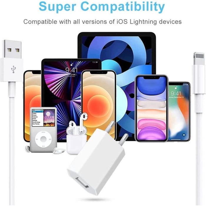Oplader iPhone - Inclusief USB naar Apple Lightning Kabel - Wit - 2x Oplaadsetje