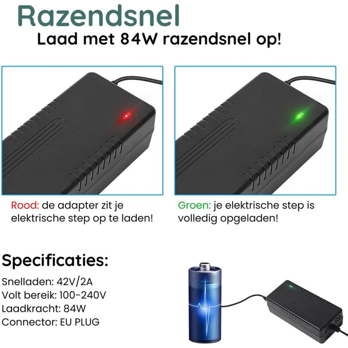 GO SOLID! Adapter geschikt voor Evercross E5 Elektrische Step - 42V 2A - GO SOLID GO SOLID! Adapter geschikt voor Evercross E5 Elektrische Step - 42V 2A - GO SOLID