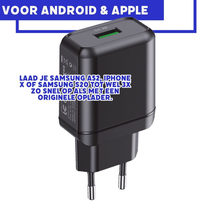 Oplader voor Samsung met Quick Charge Snellader - 2 stuks - Zwart