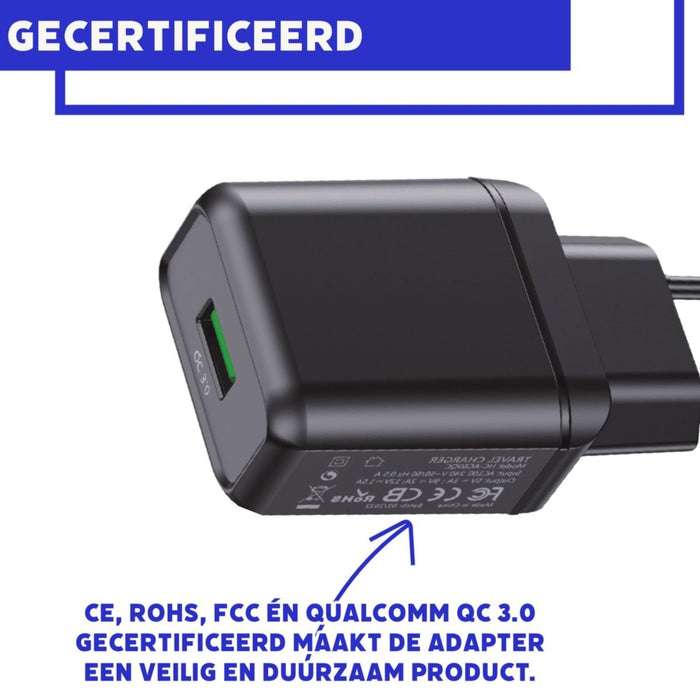 Oplader voor Samsung met Quick Charge Snellader - 2 stuks - Zwart