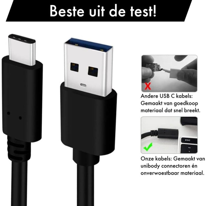 Oplader voor Samsung + USB C oplaadkabel - 1 meter - Smart Fast Charger - zwart - Snellader met USB naar USB-C kabel