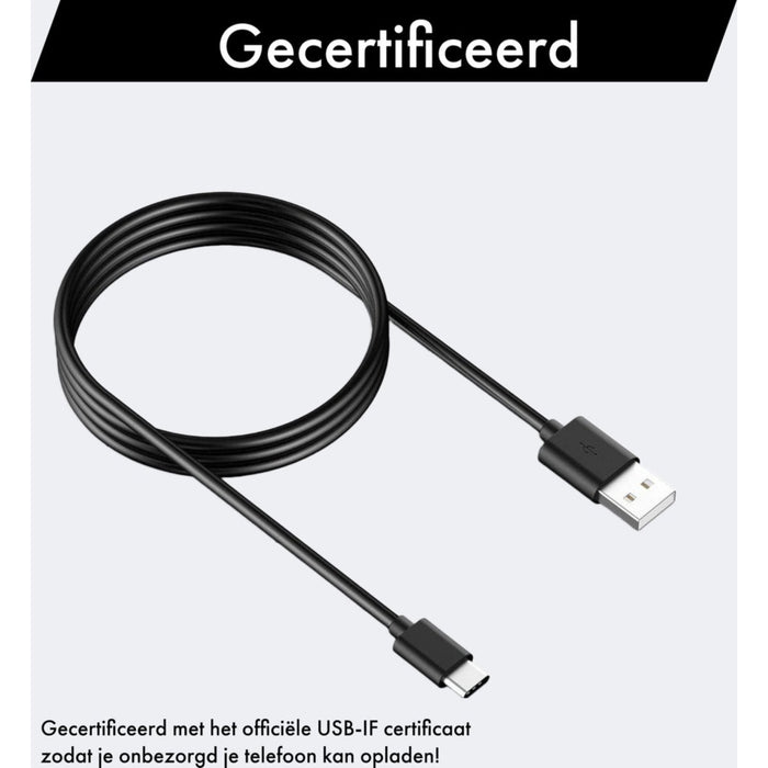 Oplader voor Samsung + USB C oplaadkabel - 1 meter - Smart Fast Charger - zwart - Snellader met USB naar USB-C kabel