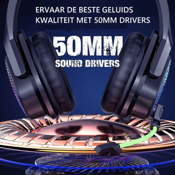 Oval Ear Gaming Headset Met Microfoon GH3 met LED Crystal Clear Sound - Dynamic Drivers - Inline Control - Game Koptelefoon geschikt voor Laptop, PC, PS4, PS5 en Xbox