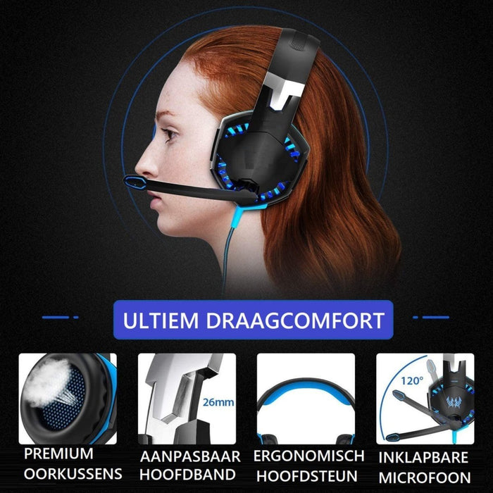 Over Ear Gaming Headset GH1 met Noise Cancelling Microfoon - Dynamic Drivers - Inline Control - RGB Game Koptelefoon geschikt voor Laptop, PC, PS4, PS5 en Xbox