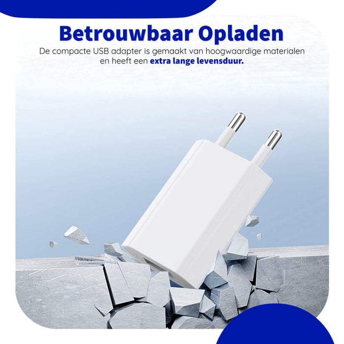 Phreeze 2-PACK iPhone Oplader - Inclusief Apple Lightning Kabel - 2 Meter - Wit - Opladers - Phreeze