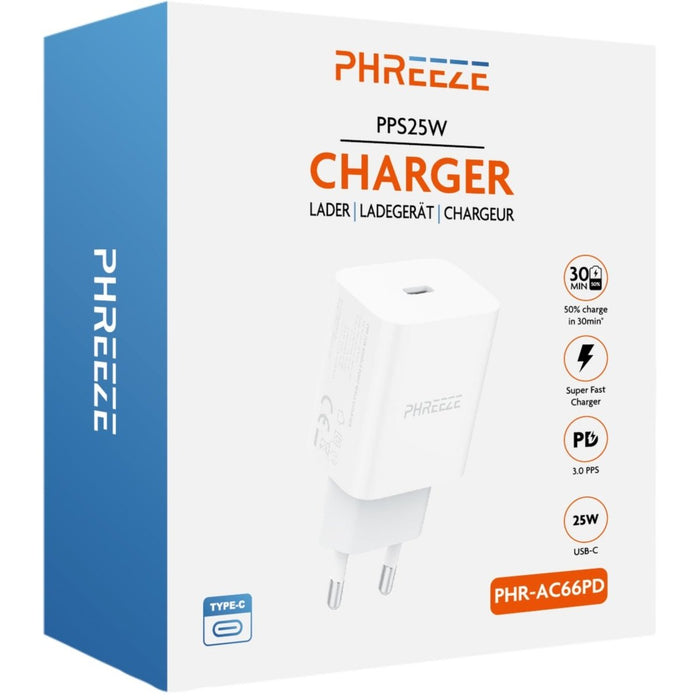 Phreeze 25W USB-C Adapter met Power Delivery en Super Fast Charge - PHR-AC66