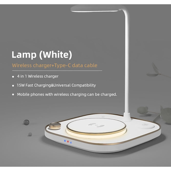 Phreeze 3 in 1 Draadloze Oplader met Bureaulamp - LED - Dimbaar - 15W Draadloos Snelladen - Geschikt voor Apple iPhone, Watch en AirPods (Pro) - Dockingstations - Phreeze