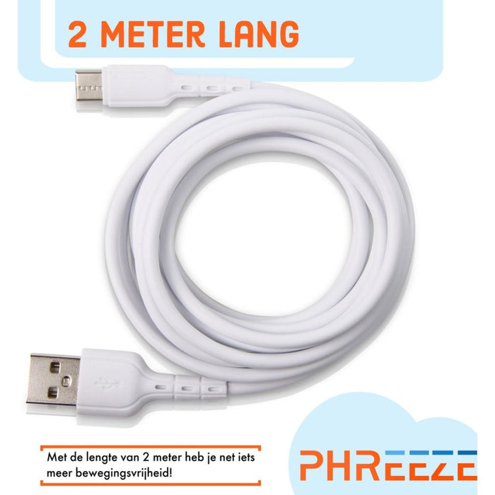 Phreeze 4x USB-C naar USB-A Kabel 3.0 (2 meter)  - Oplaadkabel - Laadsnoer - Type C - Date-en Laadkabel - Snellader