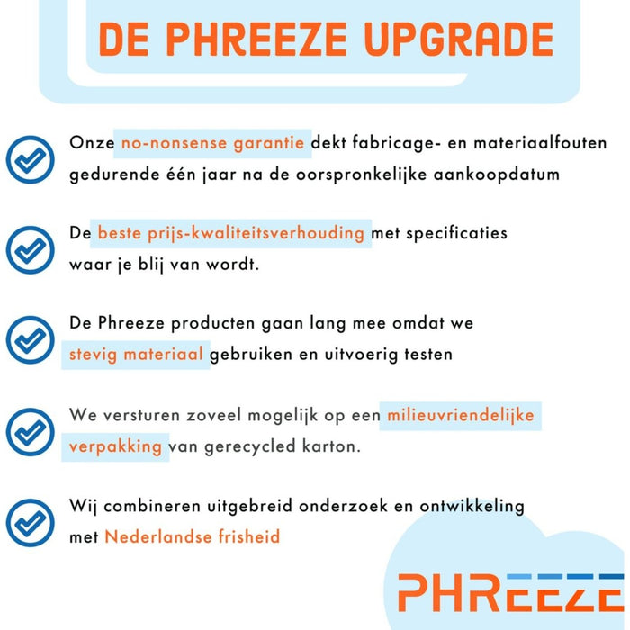 Phreeze 5x USB Type A naar USB Type C kabel 1M 2.4A Quick Charge  - Snel laad functie