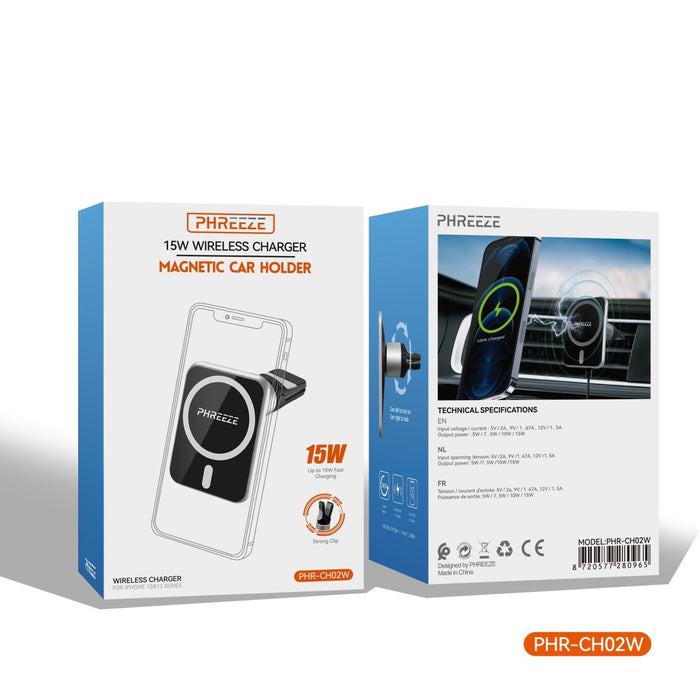 Phreeze Autohouder PHR-CH02W met MagSafe en Draadloze Oplader