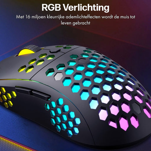 Phreeze Bedrade Gaming Muis - Ultra Light Design - 4800 DPI - RGB Verlichting - Macro Knoppen - 7 Knoppen - MMO/MOBA/FPS - Zwart - Computer - Phreeze