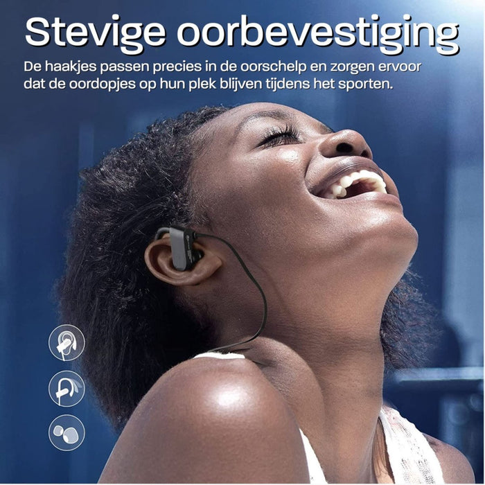 Phreeze BT06 Draadloze Sport Oordopjes - Hardloop Oordopjes - Sport Oortjes - Sportoortjes - Oordopjes Bluetooth - Hardlopen - Stevige Oorbevestiging met Haakjes - Krachtige Bass - Waterdicht IPX8 - Sport Oordopjes - Voor Apple en Android.