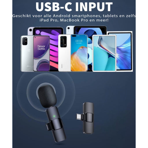 Phreeze Draadloze Microfoon - USB-C - Microfoon - Plug en Play - Wireless Microphone - Dasspeld, Lavalier - Laptops , Android , Samsung , Xiaomi, Huawei, OnePlus - Vlog, Podcast, Livestream, Audio, Video - Audio & Video - Phreeze