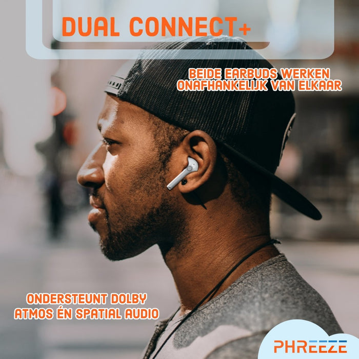 Phreeze Draadloze Oordopjes - Bluetooth Oordopjes - True Wireless - Bluetooth V5.1 - Draadloze Oortjes - Oortjes met Microfoon - Oortjes Draadloos - Oordopjes Draadloos - Alternatief AirPods , Apple, Android, JBL, Samsung