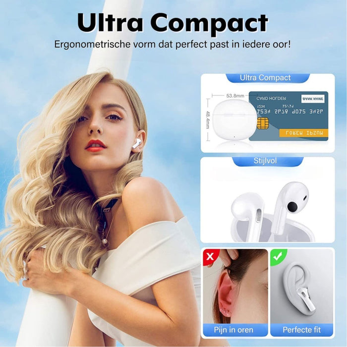 Phreeze Draadloze Oordopjes TWS7 V2 Bluetooth Earbuds - Bluetooth Oordopjes - Draadloze Oortjes - Geschikt Voor Apple En Android - Wit - Origineel iPhone - Oordopjes - Phreeze