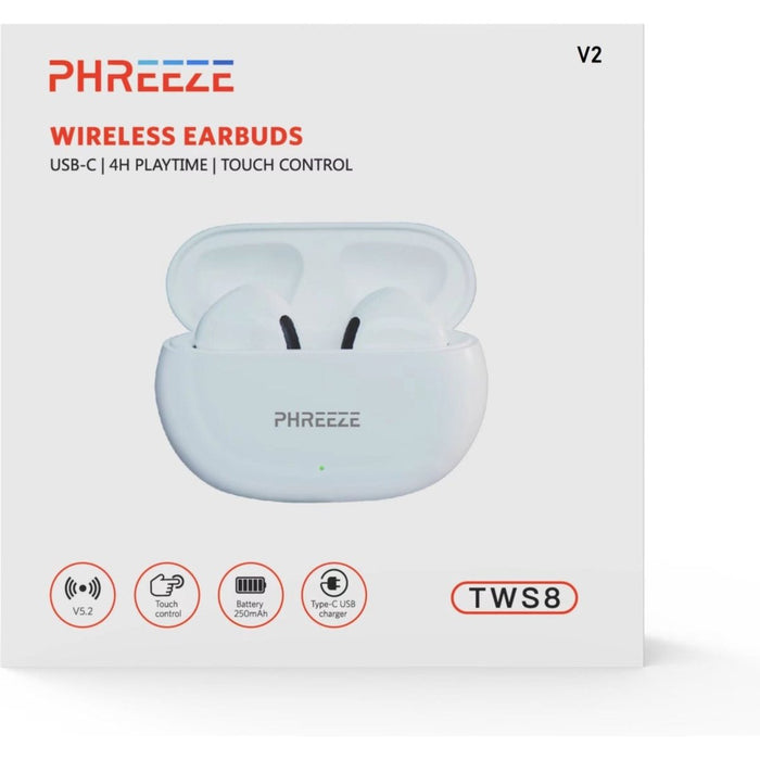 Phreeze Draadloze Oordopjes TWS7 V2 Bluetooth Earbuds - Bluetooth Oordopjes - Draadloze Oortjes - Geschikt Voor Apple En Android - Wit - Origineel iPhone - Oordopjes - Phreeze