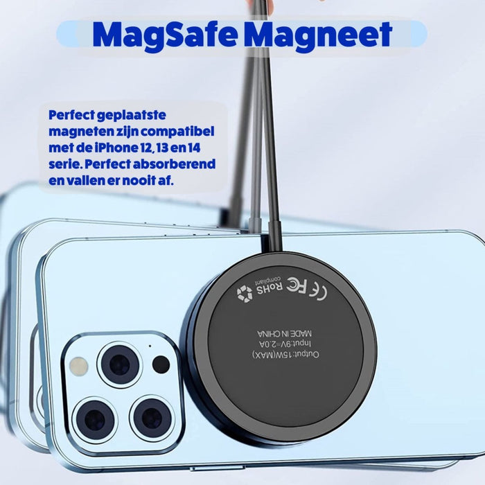 Phreeze Draadloze Oplader 15W - Magnetisch - Zwart - Geschikt voor Magneetfunctie van iPhone 12 en iPhone 13 - Wireless Fast Charger - 15W Snellader - Magnetisch - Recycled Aluminium Design