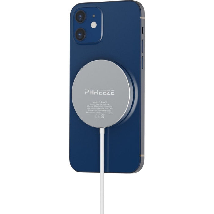 Phreeze Draadloze Oplader 15W + USB-C Power Adapter - Wit - iPhone 13 Snellader - Fast Charger iPhone - Draadloze Snellader met Magnetische functie voor iPhone 12 en 13