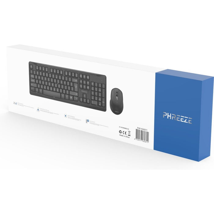 Phreeze™ Draadloze Toetsenbord en Muis Set + USB Ontvanger - Ergonomisch Design - Lichte Toetsaanslag - Functietoetsen - QWERTY