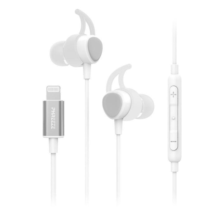 Phreeze EP1 MFI Bedrade In-Ear Lightning Headset met Haakjes - Apple Gecertificeerd - Made For iPhone - Bedrade iPhone Oortjes - Apple Earpods - Apple Oortjes - Bedrade Oortjes met Lightning Aansluiting - EarHooks - Extra Duurzaam - Pure Bass
