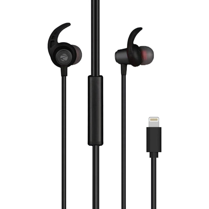 Phreeze EP15 Bedrade iPhone Oortjes - Zwart - In-Ear Sport Headset met Haakjes - Lightning Headset - Geschikt voor Apple - Earpods - Apple Oortjes - Bedrade Oortjes met Lightning Aansluiting - EarHooks - Extra Duurzaam - Pure Bass - Sport Oortjes