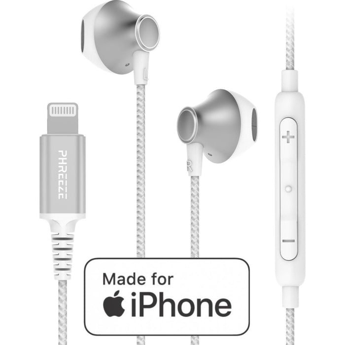 Phreeze EP2 Apple EarPods met Lightning Aansluiting - Gevlochten Kabel - Pure Bass - Crystal Clear Microphone - Apple Gecertificeerd - Made For iPhone - Apple Oortjes - EarPods - Lightning Headset - Lightning Oortjes - Oordopjes iPhone- iPhone Headset