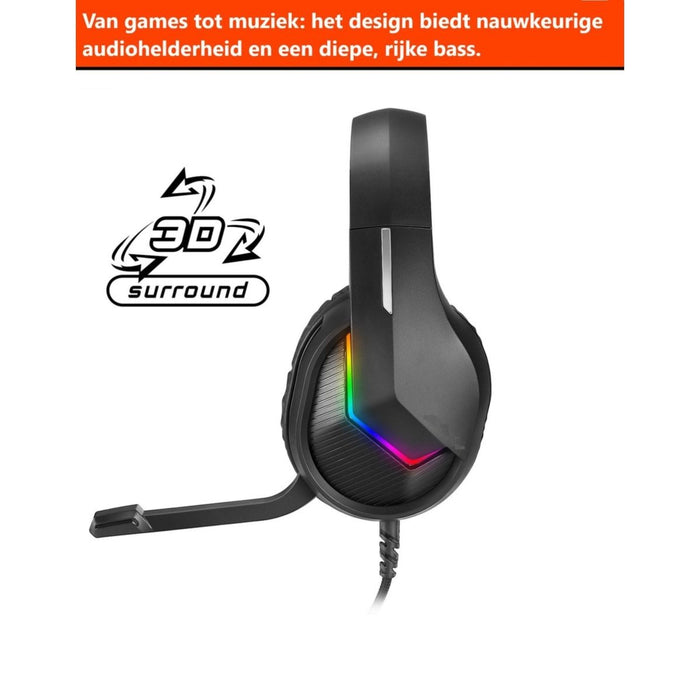 Phreeze Gaming Headset met Microfoon - 7.1 Surround Sound - RGB - PC + PS4 + PS5 + Xbox One + Xbox Series