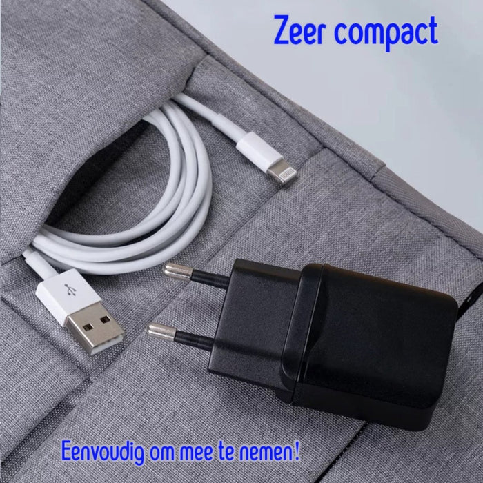 Phreeze® Gecertificeerde iPhone USB Stekker + iPhone Oplader Kabel 2 meter - Geschikt voor Apple iPhone 13 PRO/13/12/11/11 PRO/ XS/ XR/ X/ iPhone 8/ 8 Plus/ iPhone SE - Adapter