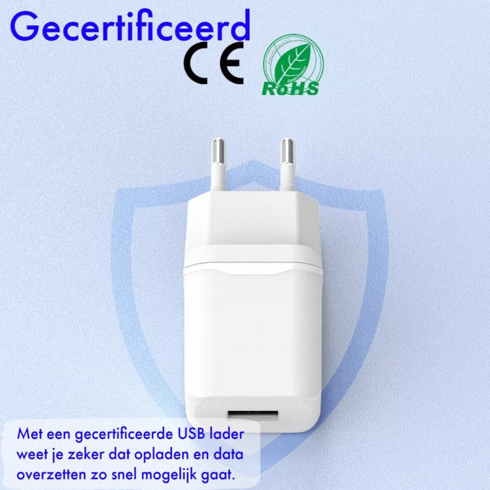 Phreeze Gecertificeerde USB Stekker - 2.1A Snellader - Thuislader - Voor iPad, iPhone, Samsung, Galaxy Tab, GSM, Smartphone - Stekker - USB Adapter - USB Oplader