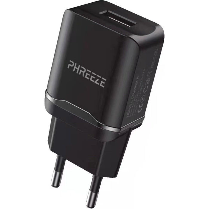 Phreeze® Gecertificeerde USB Stekker + USB-C Kabel 1 Meter - 2.1A Fast Charge - Geschikt voor Powerbank, Kolfapparaat, Draadloze Oortjes, Smartwatch, Smart camera